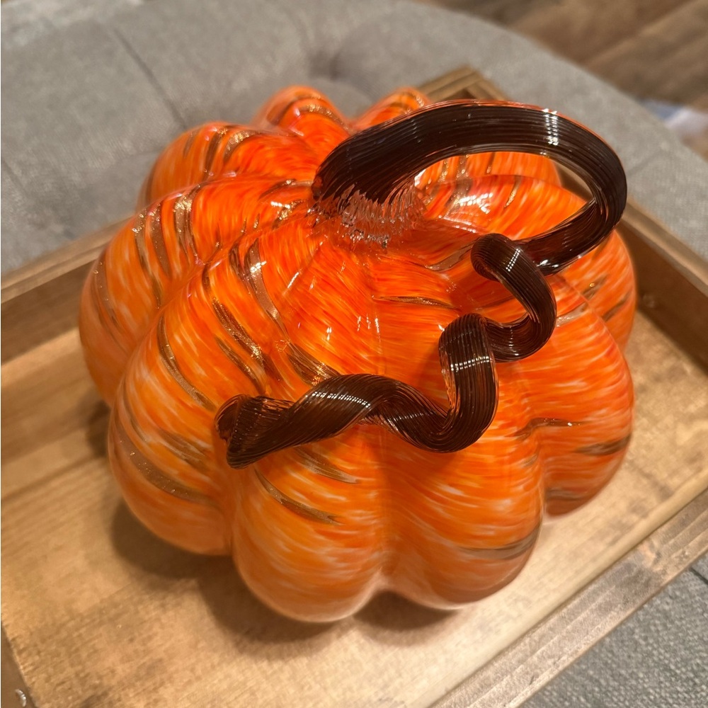 Beautiful Orange Glass Pumpkin Decor